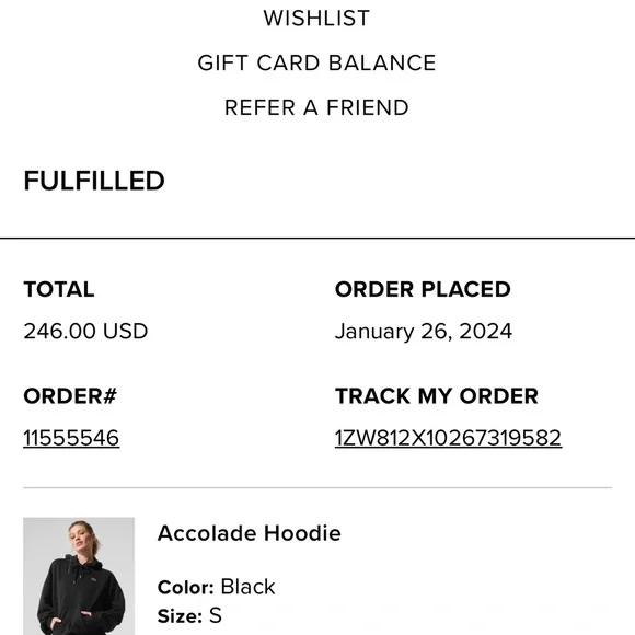 ALO Yoga Women’s Dark Hoodie - Picture 2 of 2